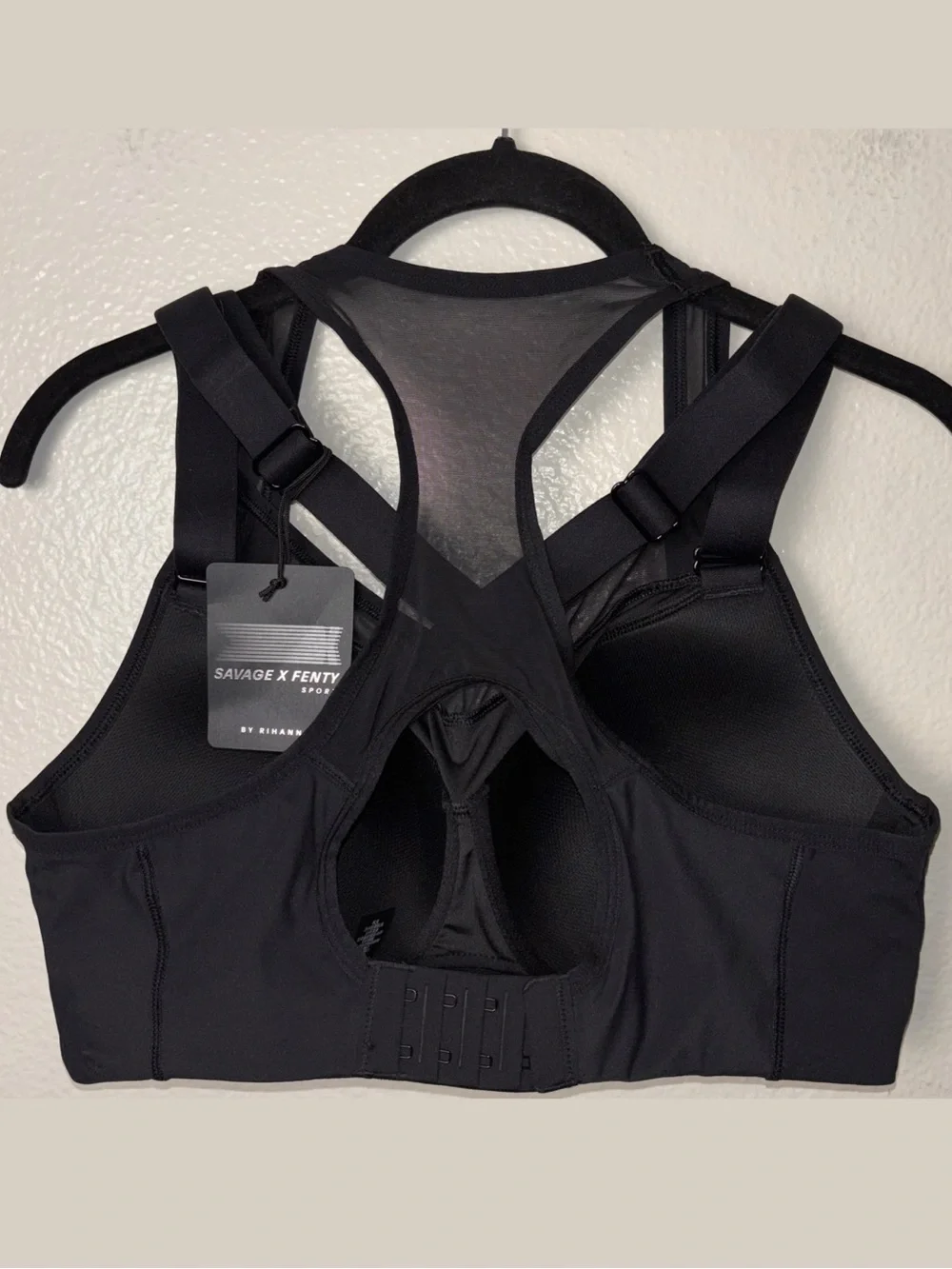 NWT Savage X Fenty Breakthru High-Impact Sports Bra Caviar Black women's 36D